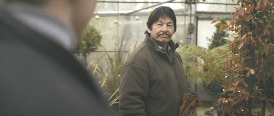 Robert Bronzi plays Peter the gardener who saves the family he landscapes for in "The Gardener." (Screen capture by reviewer Ben Nagy)