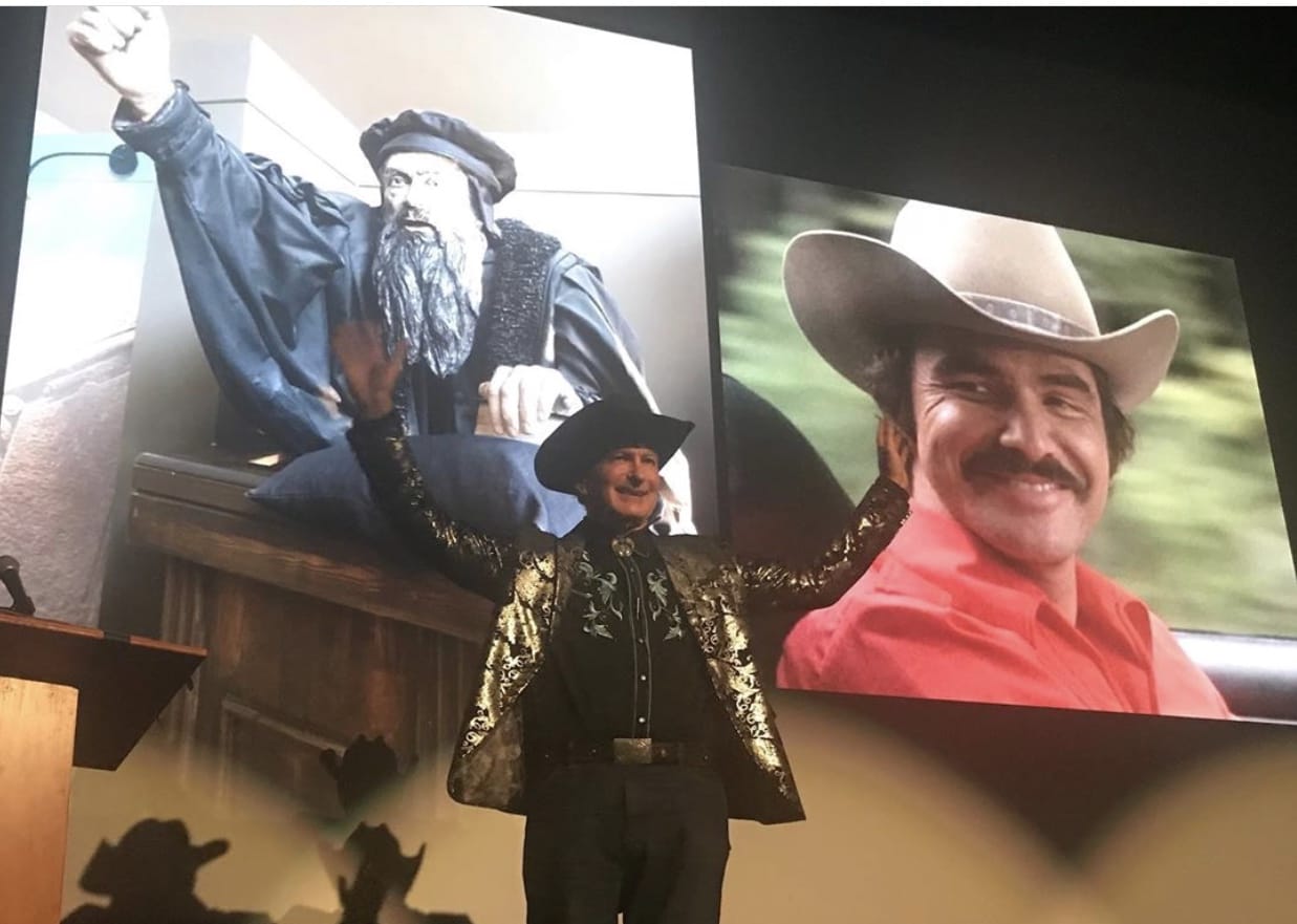 Joe Bob Briggs live on stage at How Rednecks Saved Hollywood